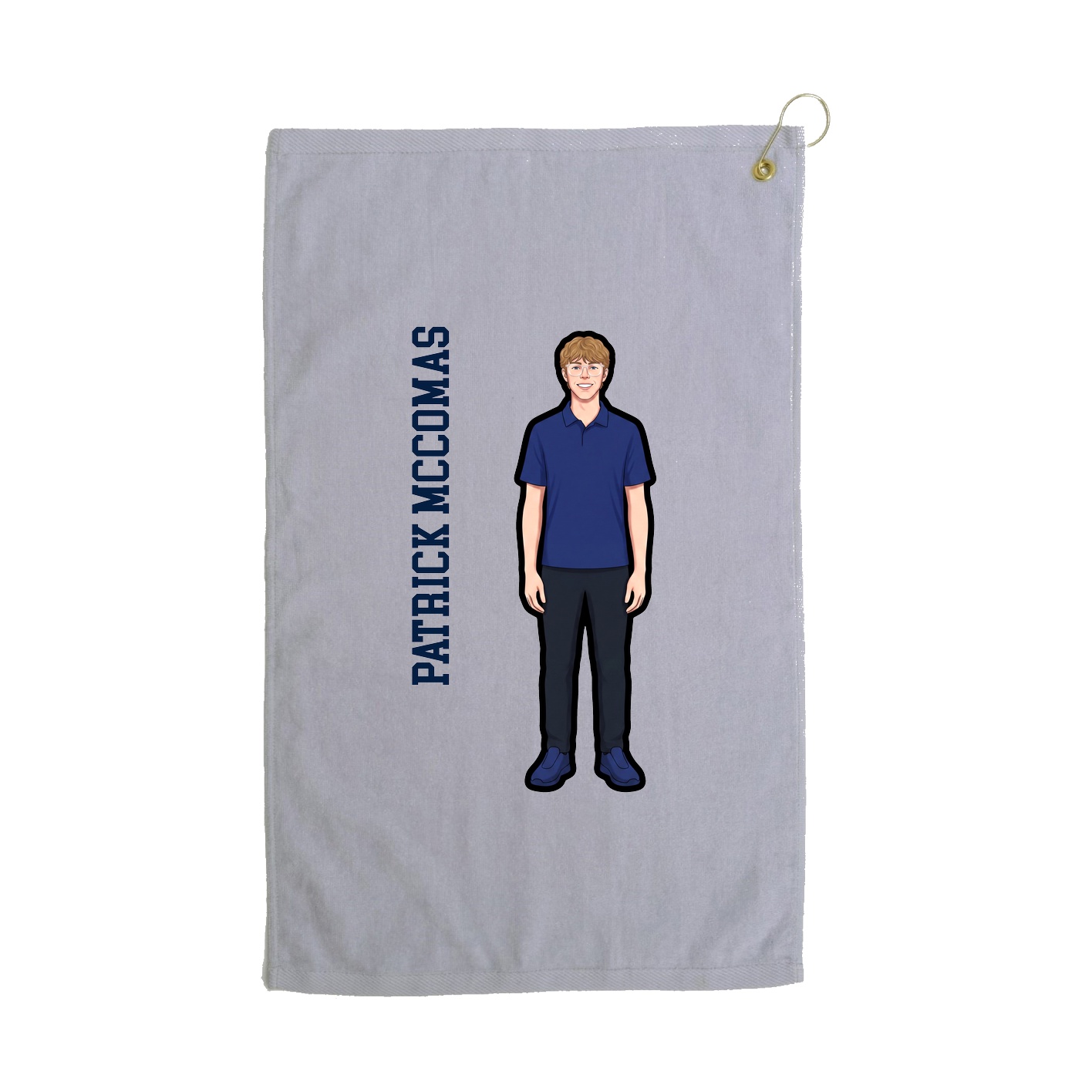 Golf Towel — Name Vertical in Grey