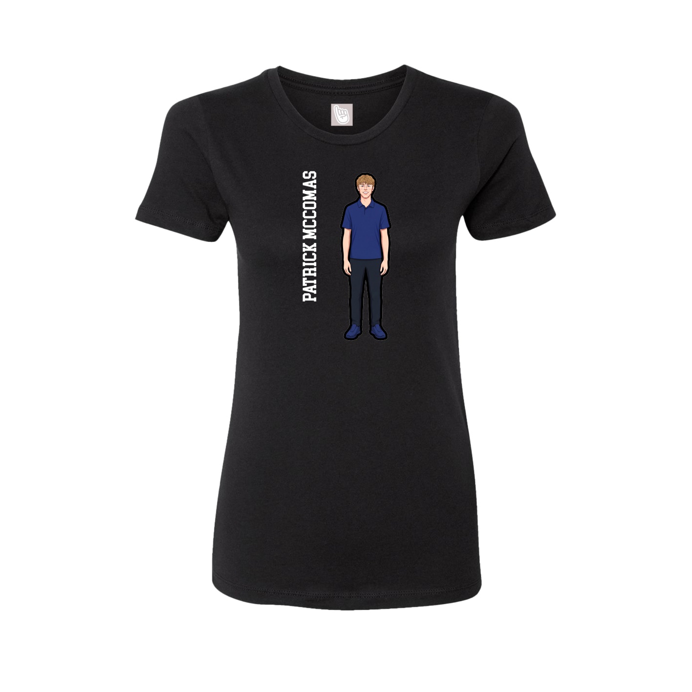 Fitted Women's Tee — Name Vertical in Black