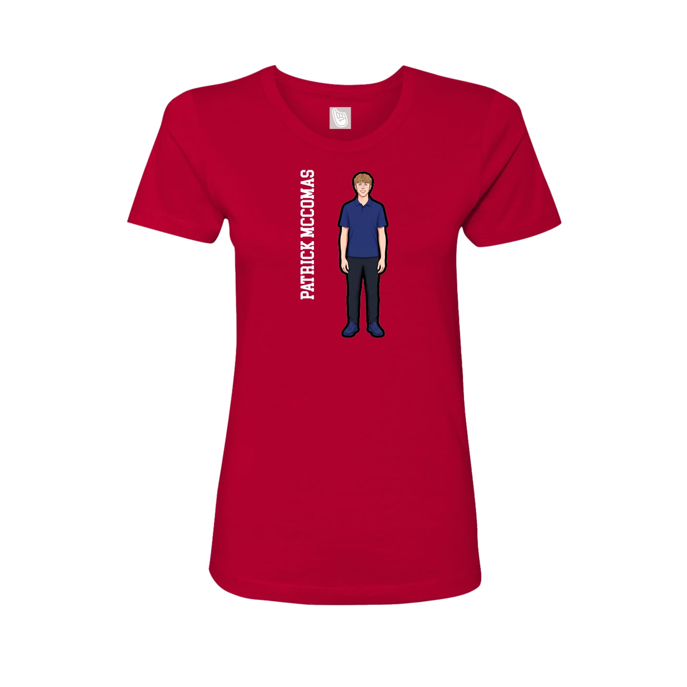 Womens Tee — Name Vertical in Red