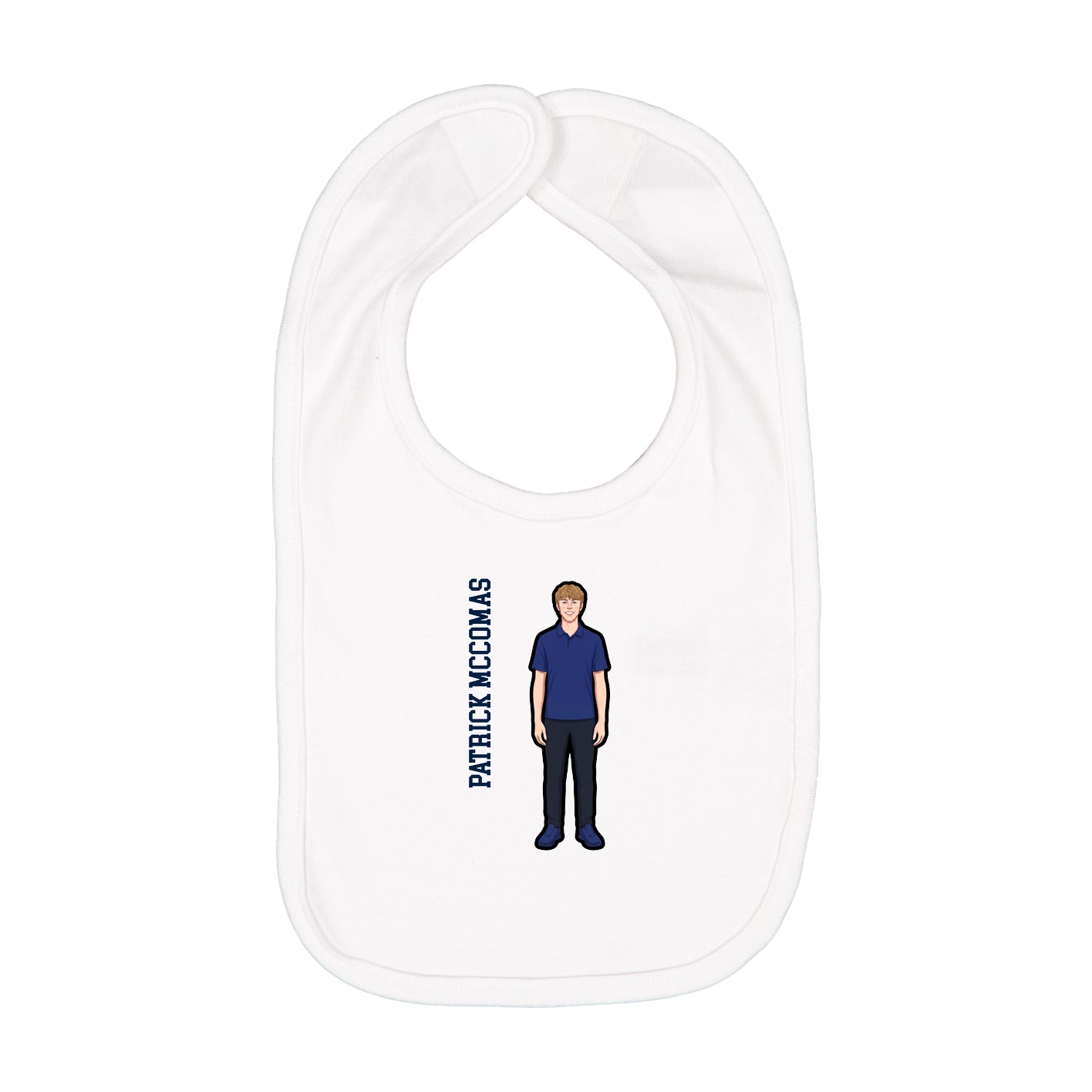 Infant Bib — Name Vertical in White