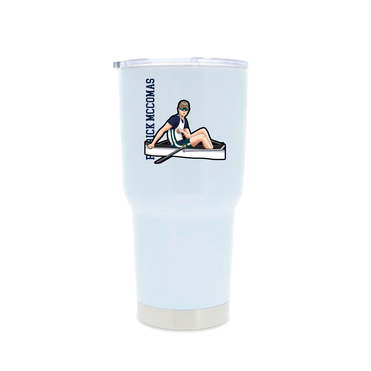 30oz Stainless Steel Tumbler — Name Vertical in White