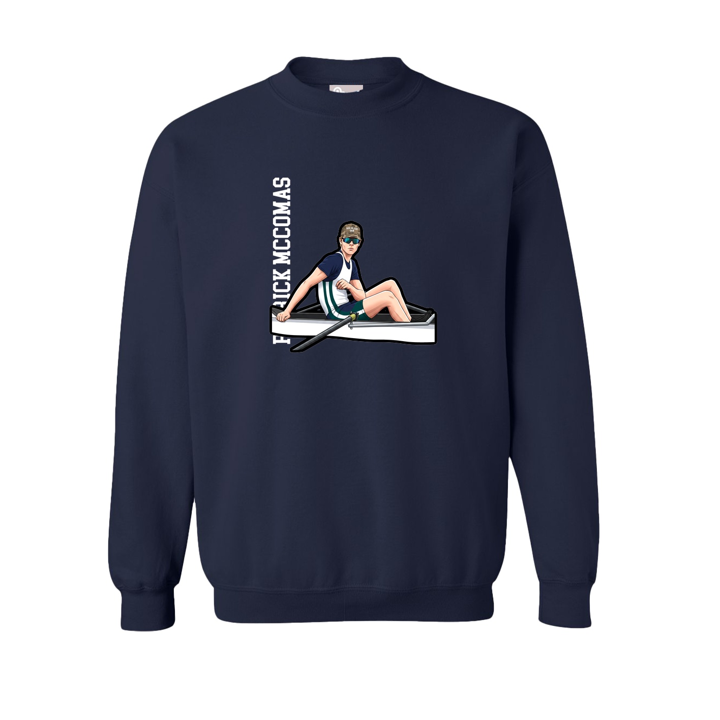 Fleece Crew — Name Vertical in Navy