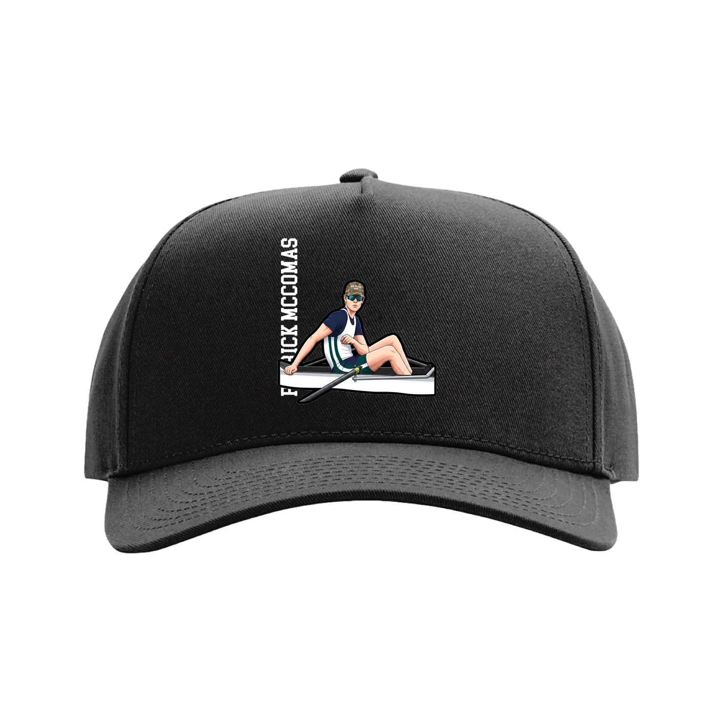 Full Fabric Five-Panel Champ Cap — Name Vertical in Black