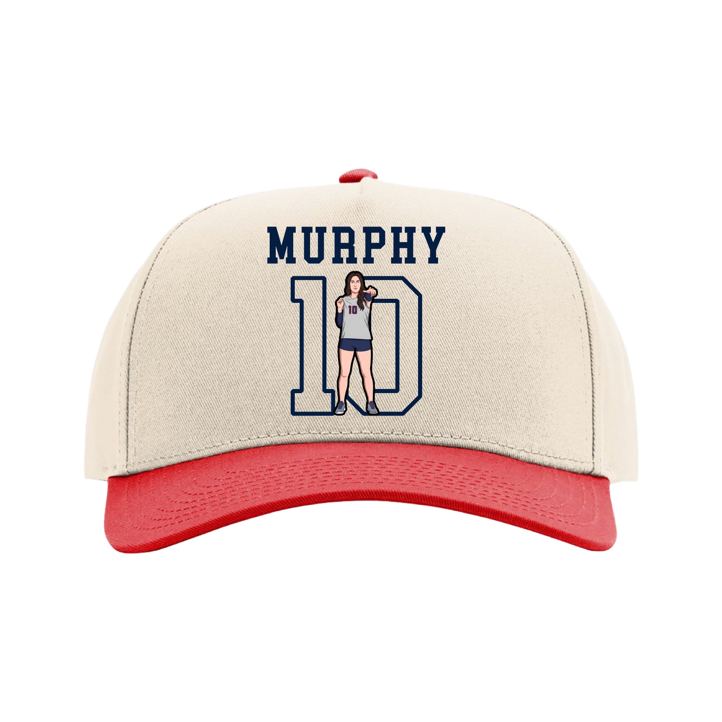 Full Fabric Five-Panel Champ Cap — Shirsey in Cream/Red