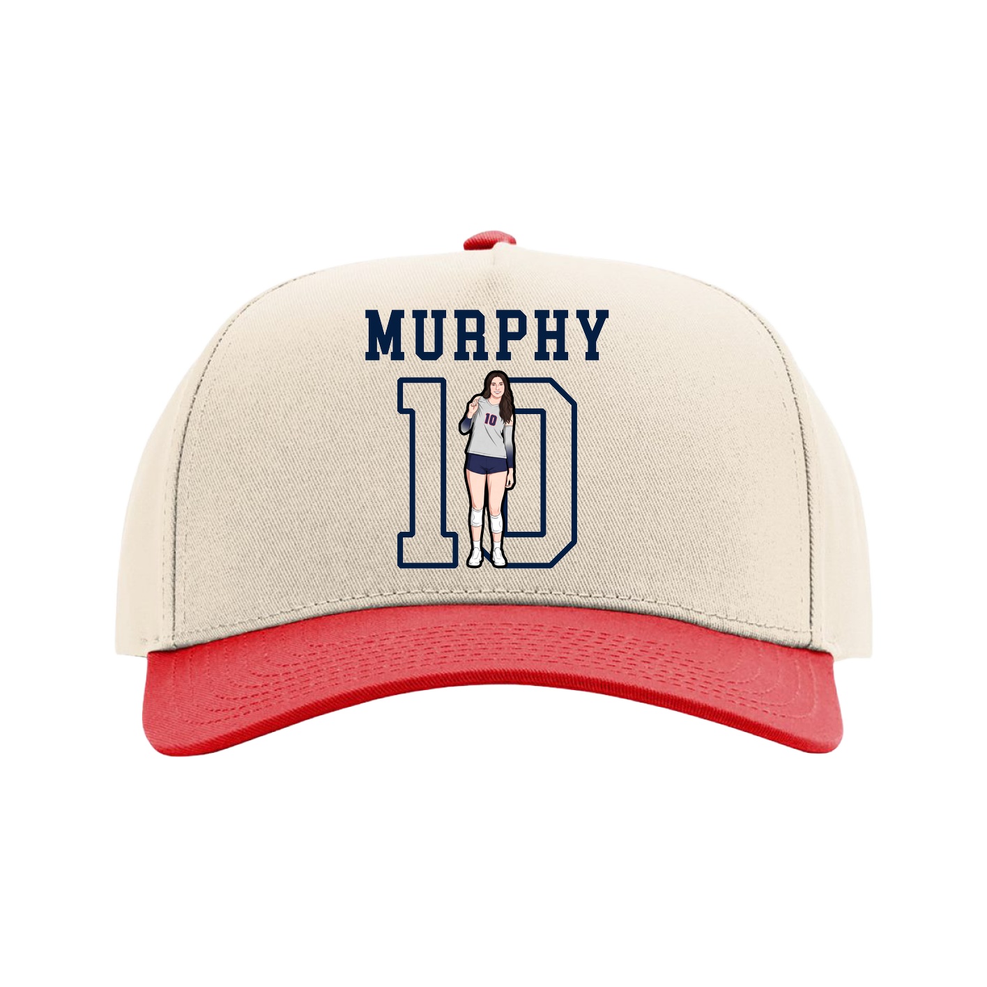 Full Fabric Five-Panel Champ Cap — Shirsey in Cream/Red