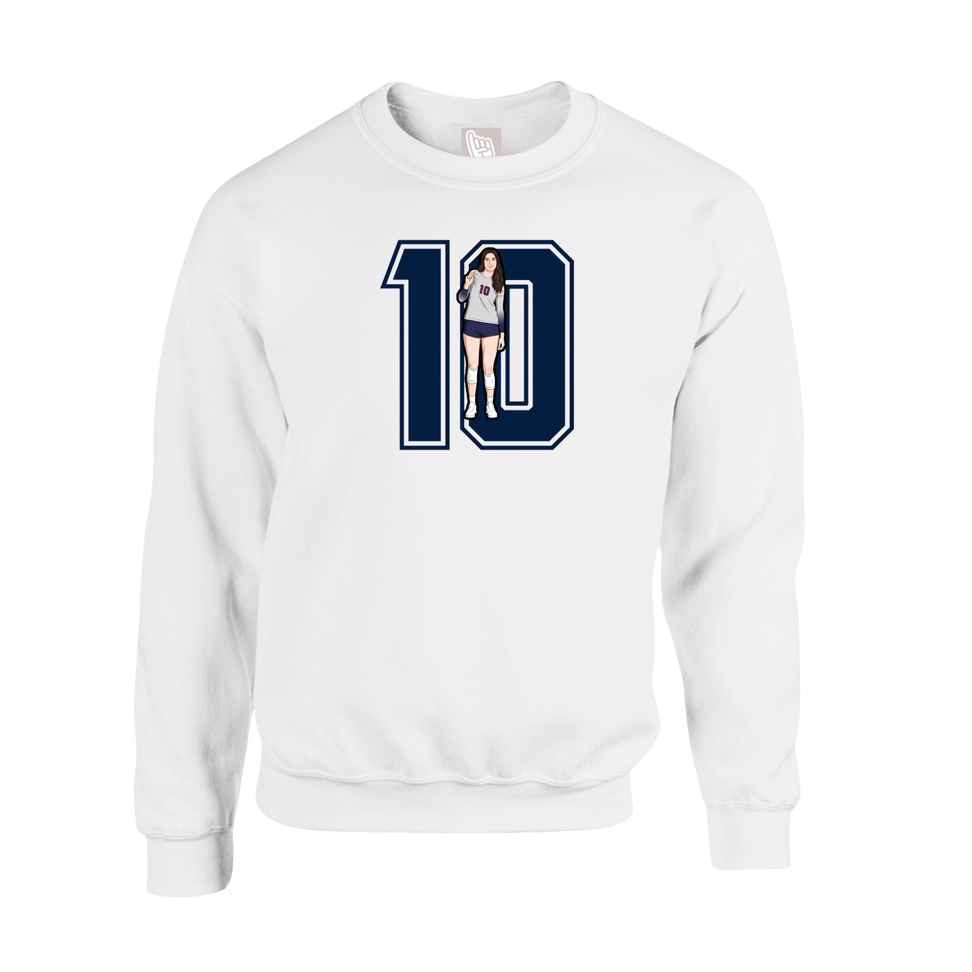 Fleece Crew — Number in White