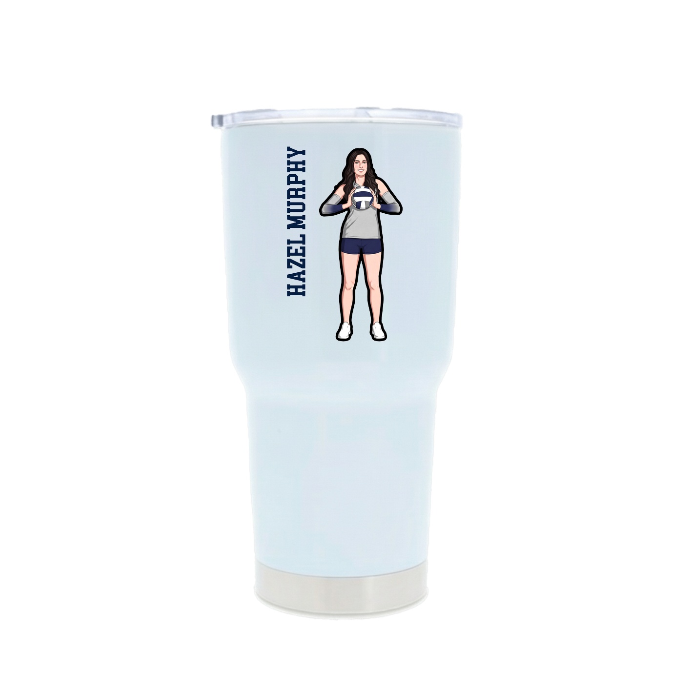 30oz Stainless Steel Tumbler — Name Vertical in White