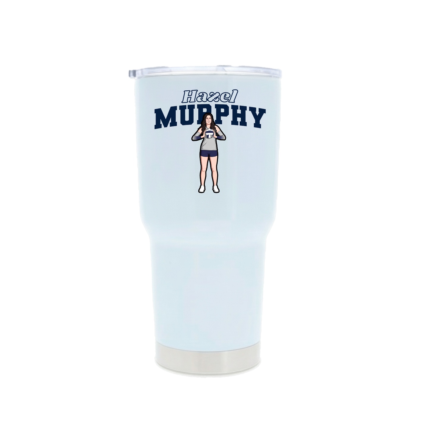 30oz Stainless Steel Tumbler — Name Arch in White