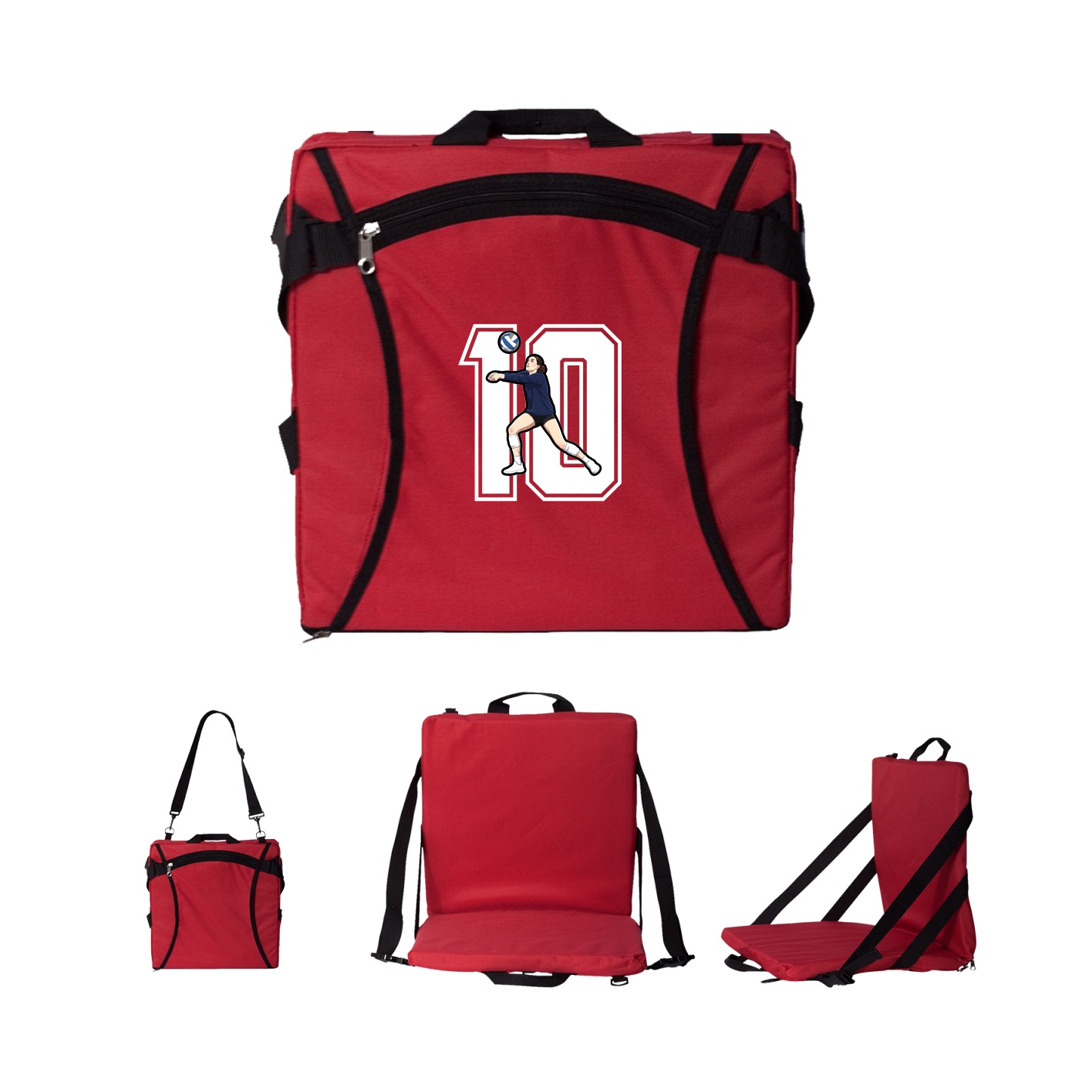 Folding Stadium Seat — Number in Red