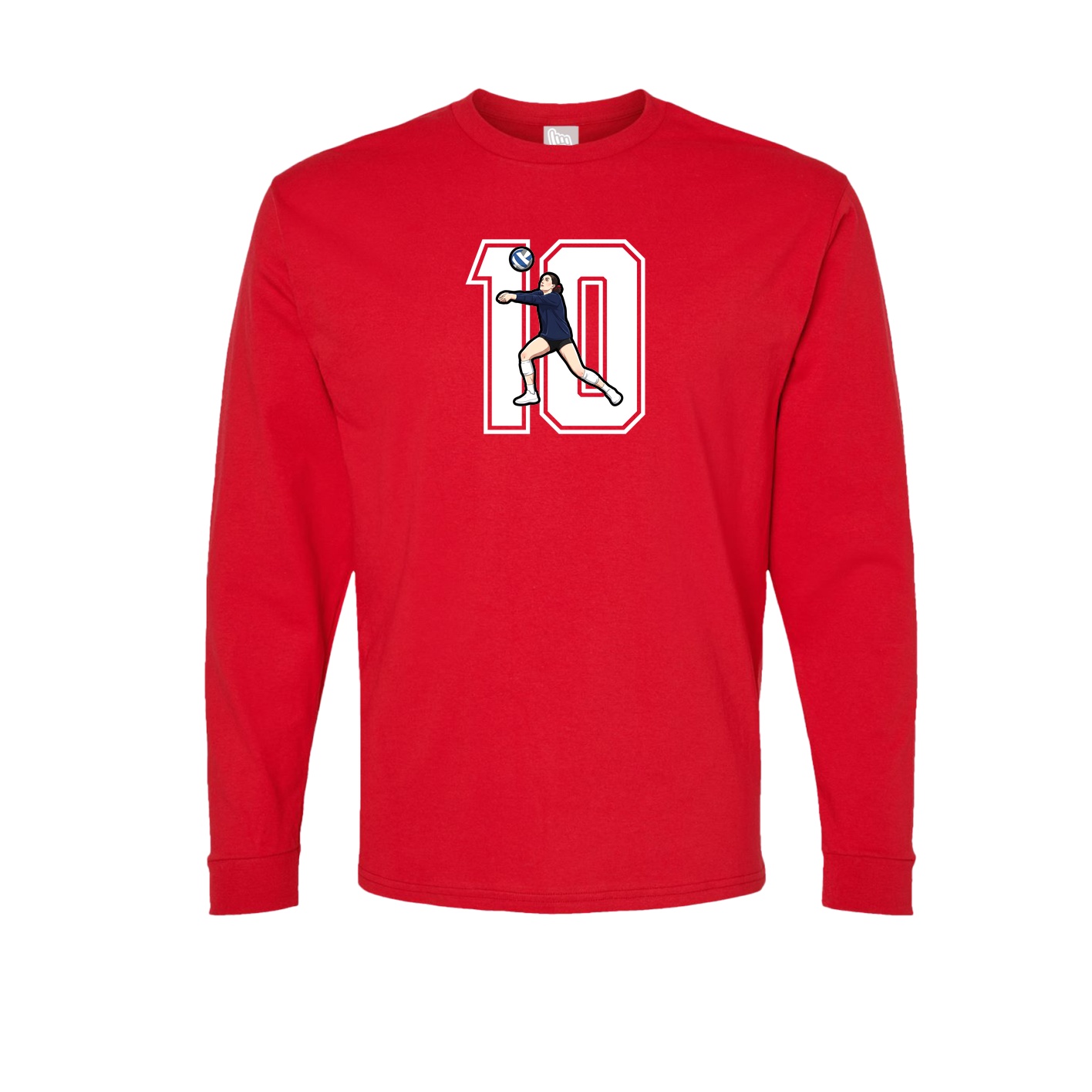 Long Sleeve Tee — Number in Red