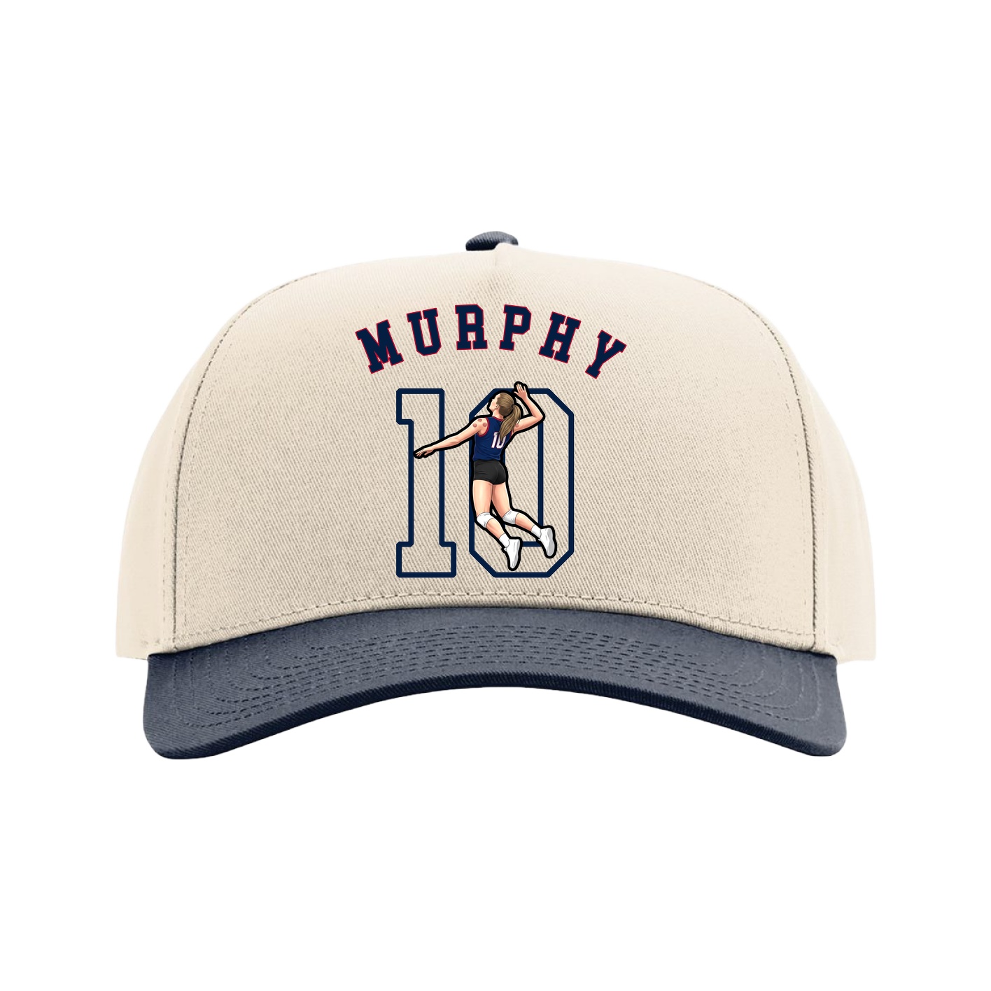 Full Fabric Five-Panel Champ Cap — Shirsey Arch in Cream/Navy