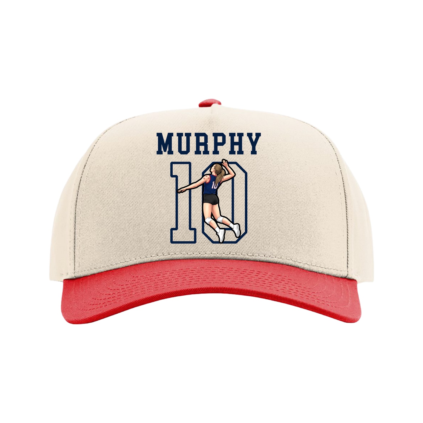 Full Fabric Five-Panel Champ Cap — Shirsey in Cream/Red