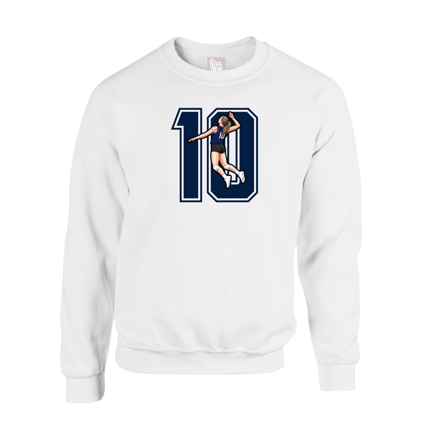 Fleece Crew — Number in White