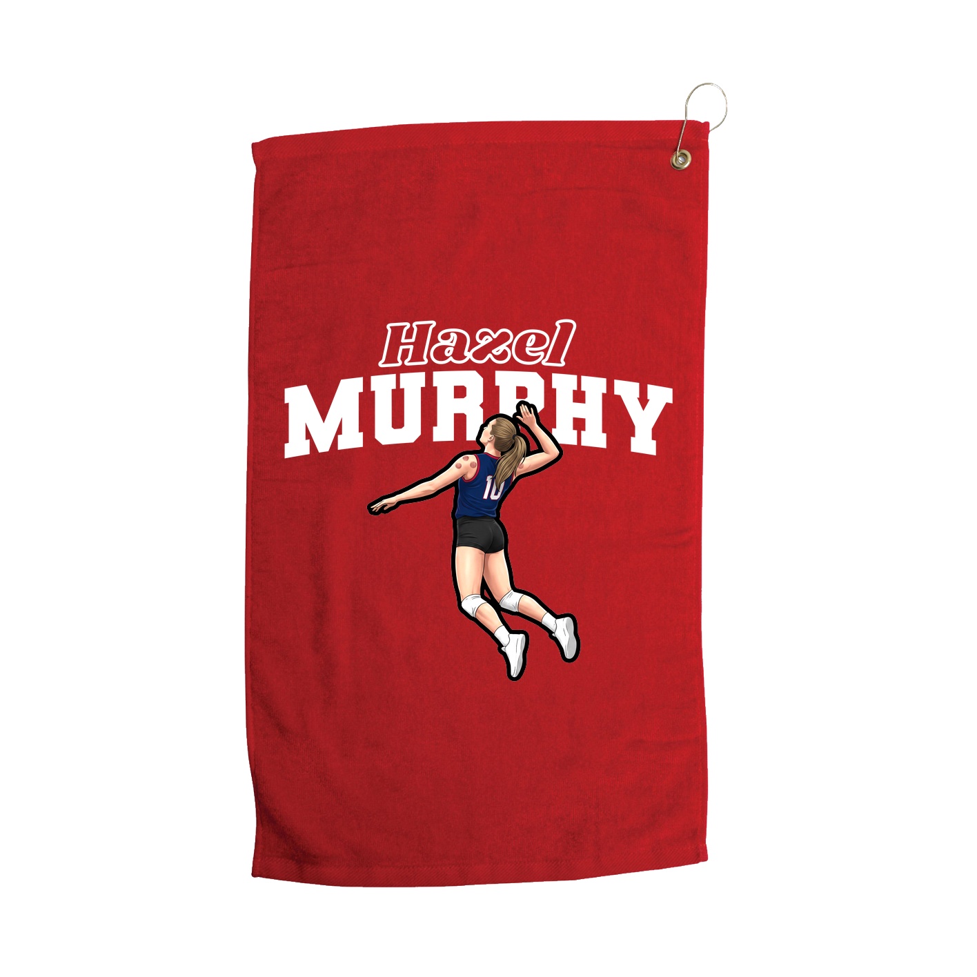 Golf Towel — Name Arch in Red