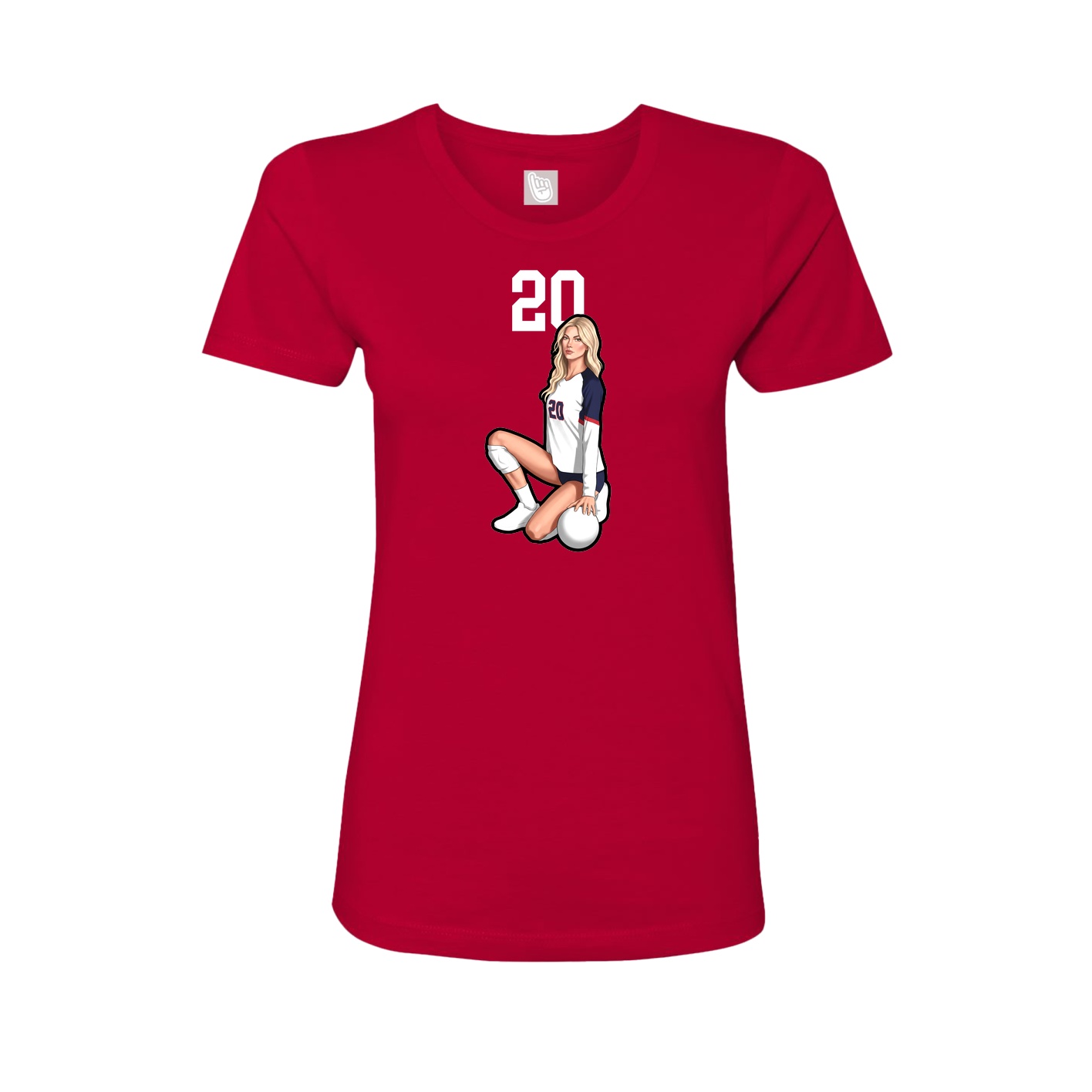 Fitted Women's Tee — Number Top in Red