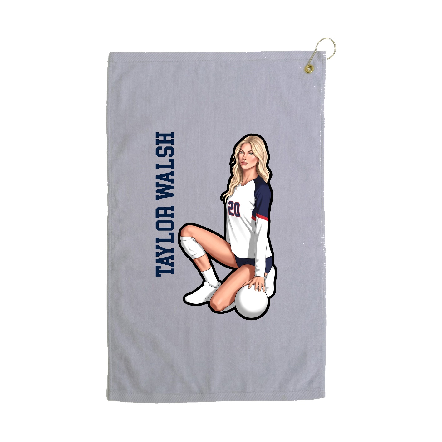 Golf Towel — Name Vertical in Grey
