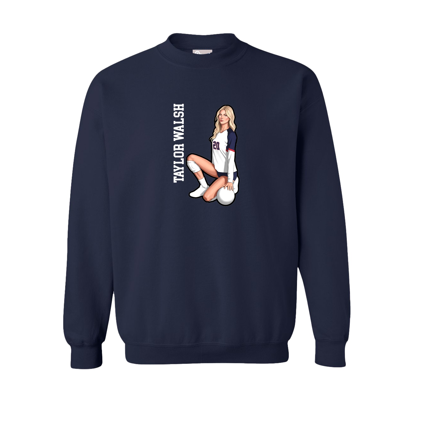 Fleece Crew — Name Vertical in Navy