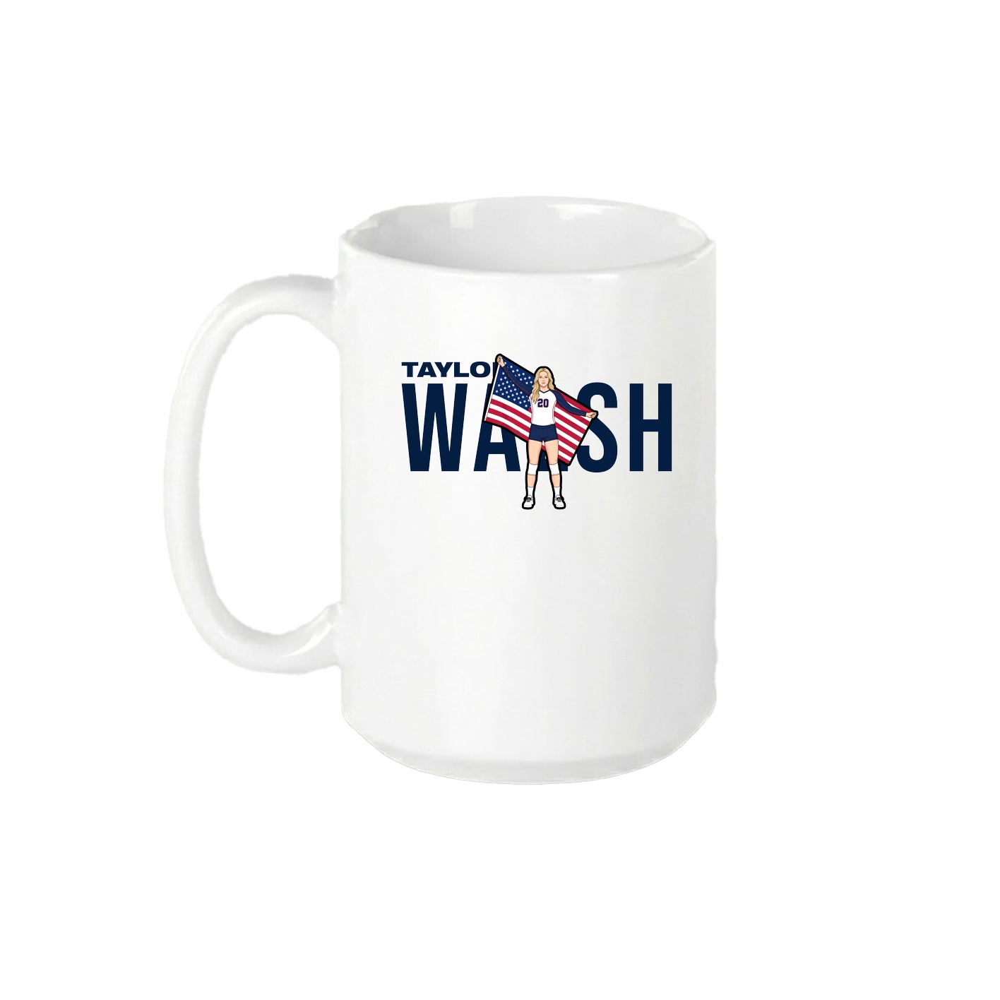 15oz Coffee Mug — Player Name in White