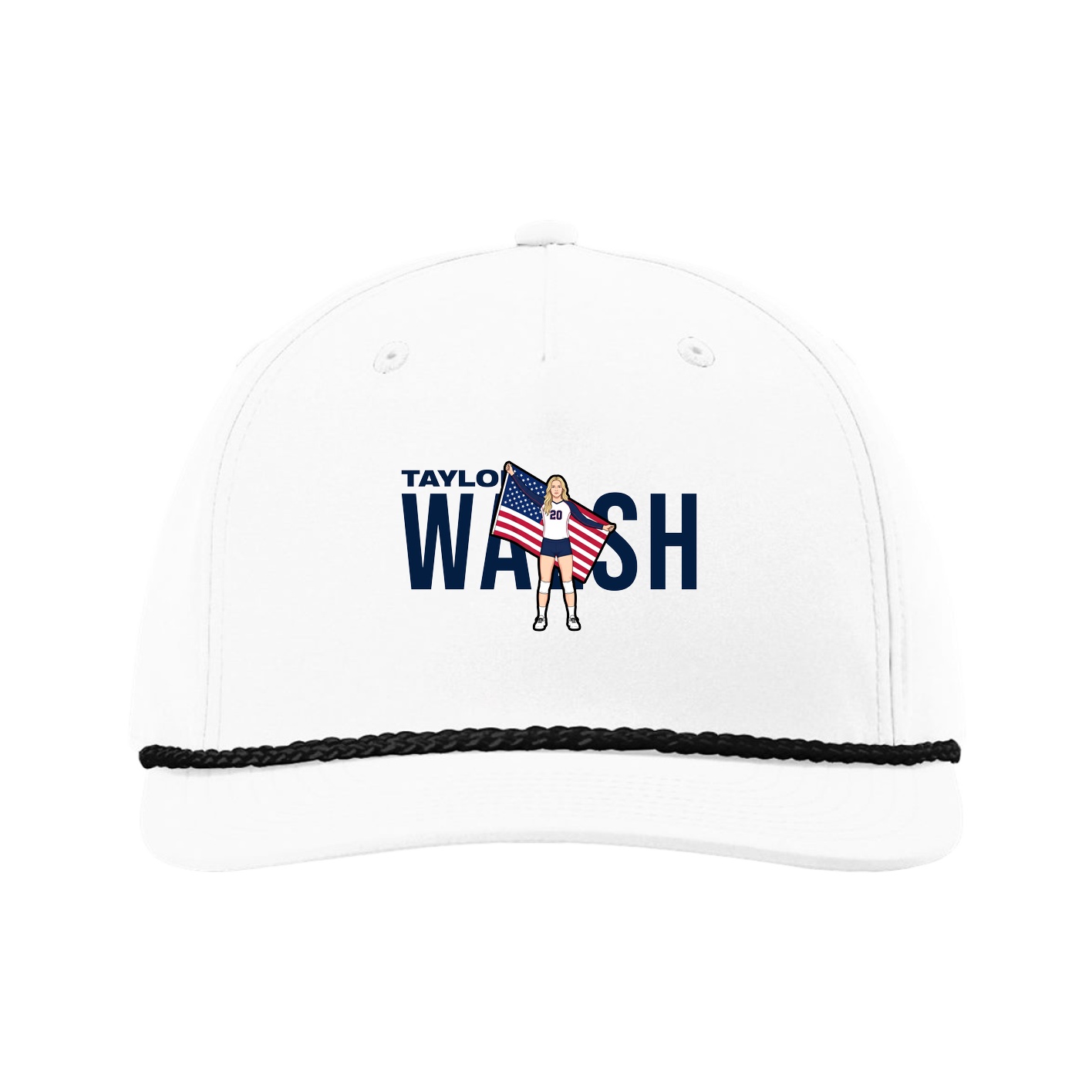 Five-Panel Classic Rope Cap — Player Name in White