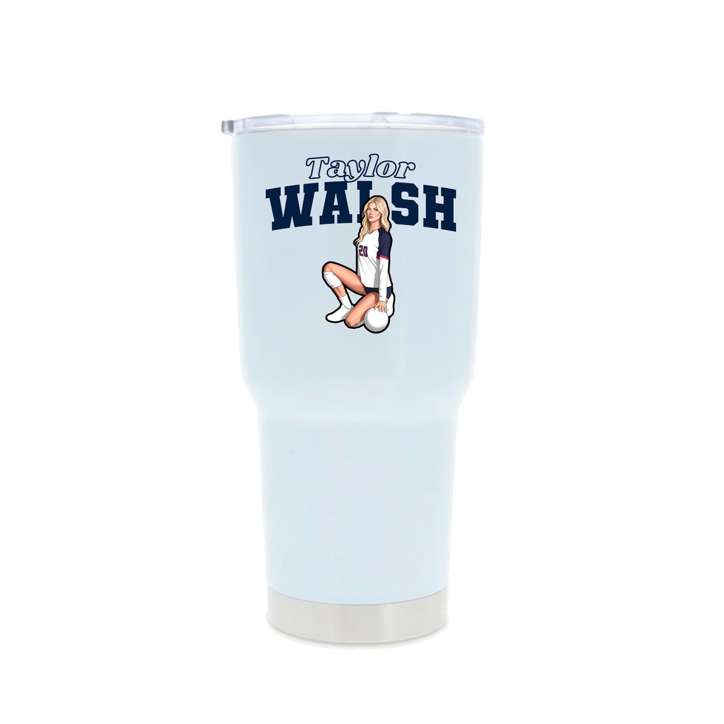 30oz Stainless Steel Tumbler — Name Arch in White