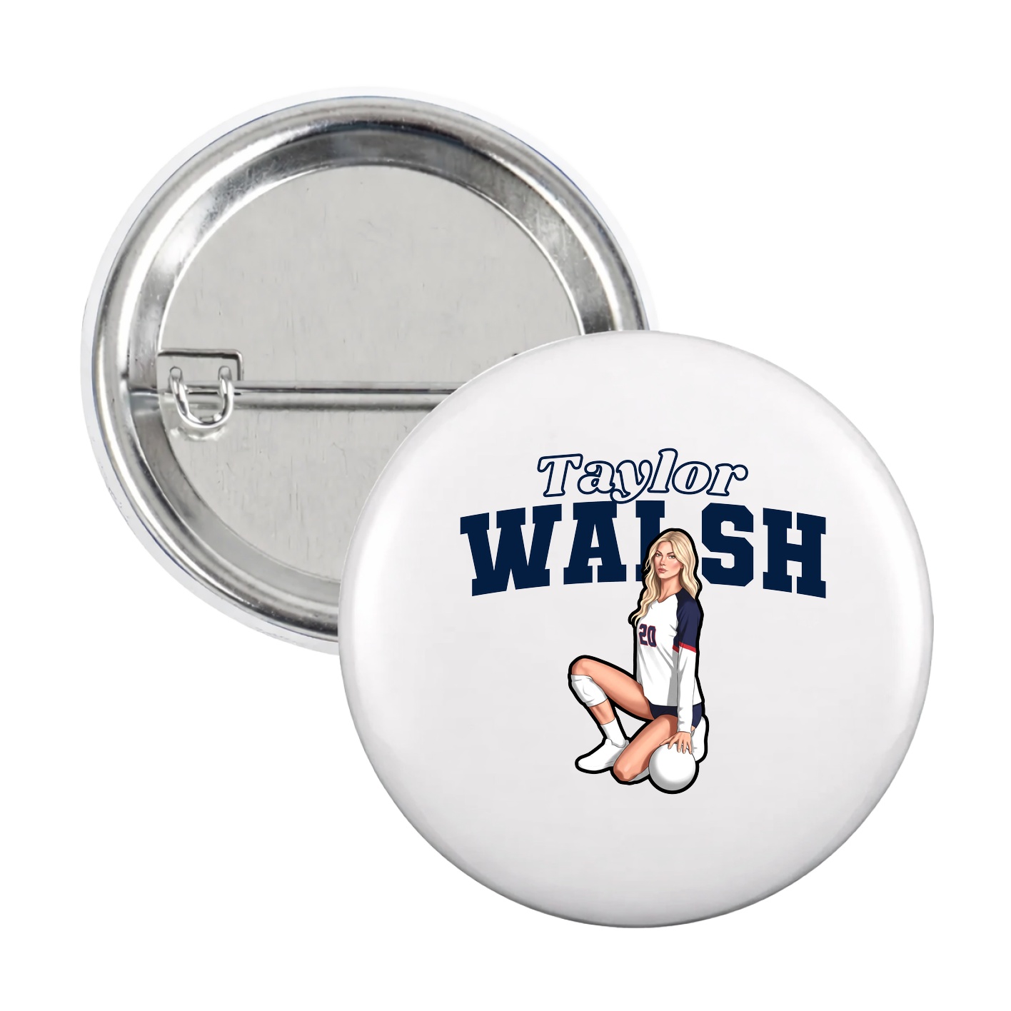 Game Day Button — Name Arch in White