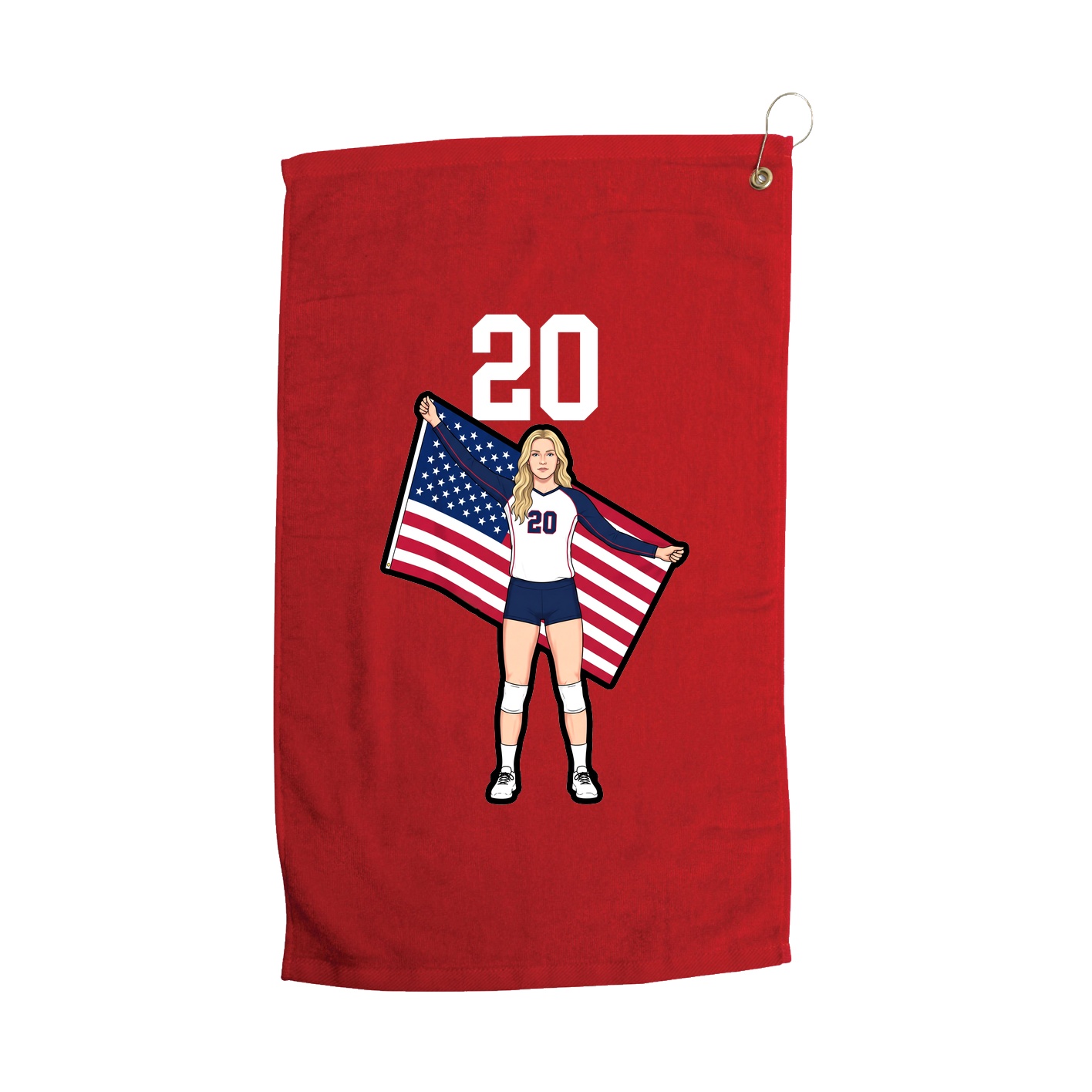 Golf Towel — Number Top in Red
