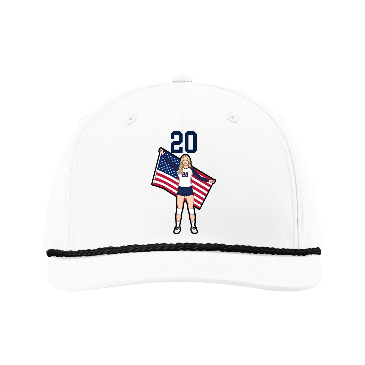 Five-Panel Classic Rope Cap — Number Top in White