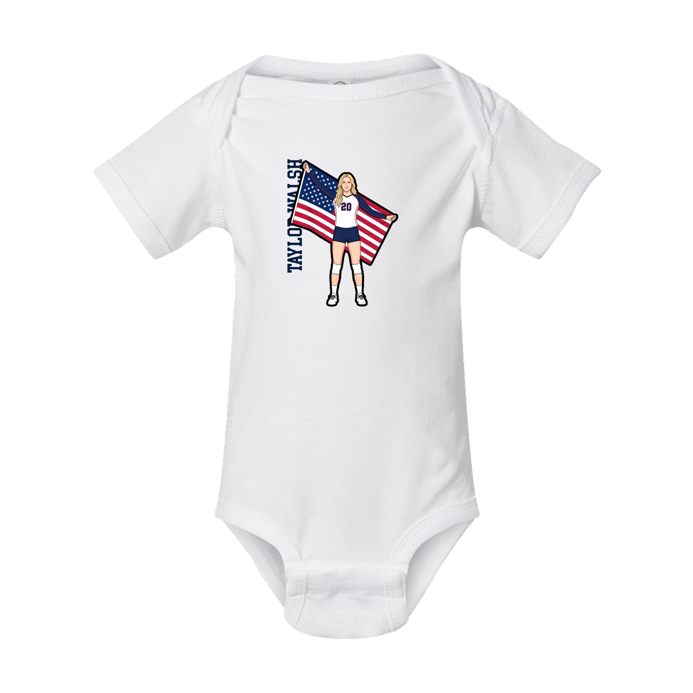 Baby Onesie — Name Vertical in White
