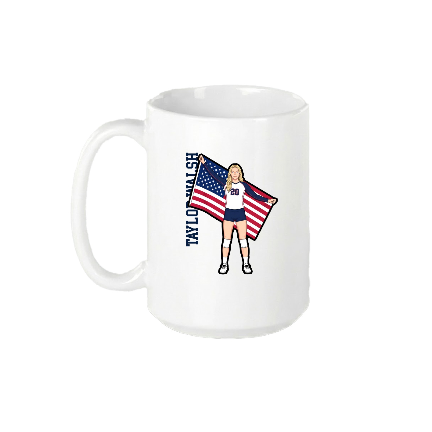 15oz Coffee Mug — Name Vertical in White