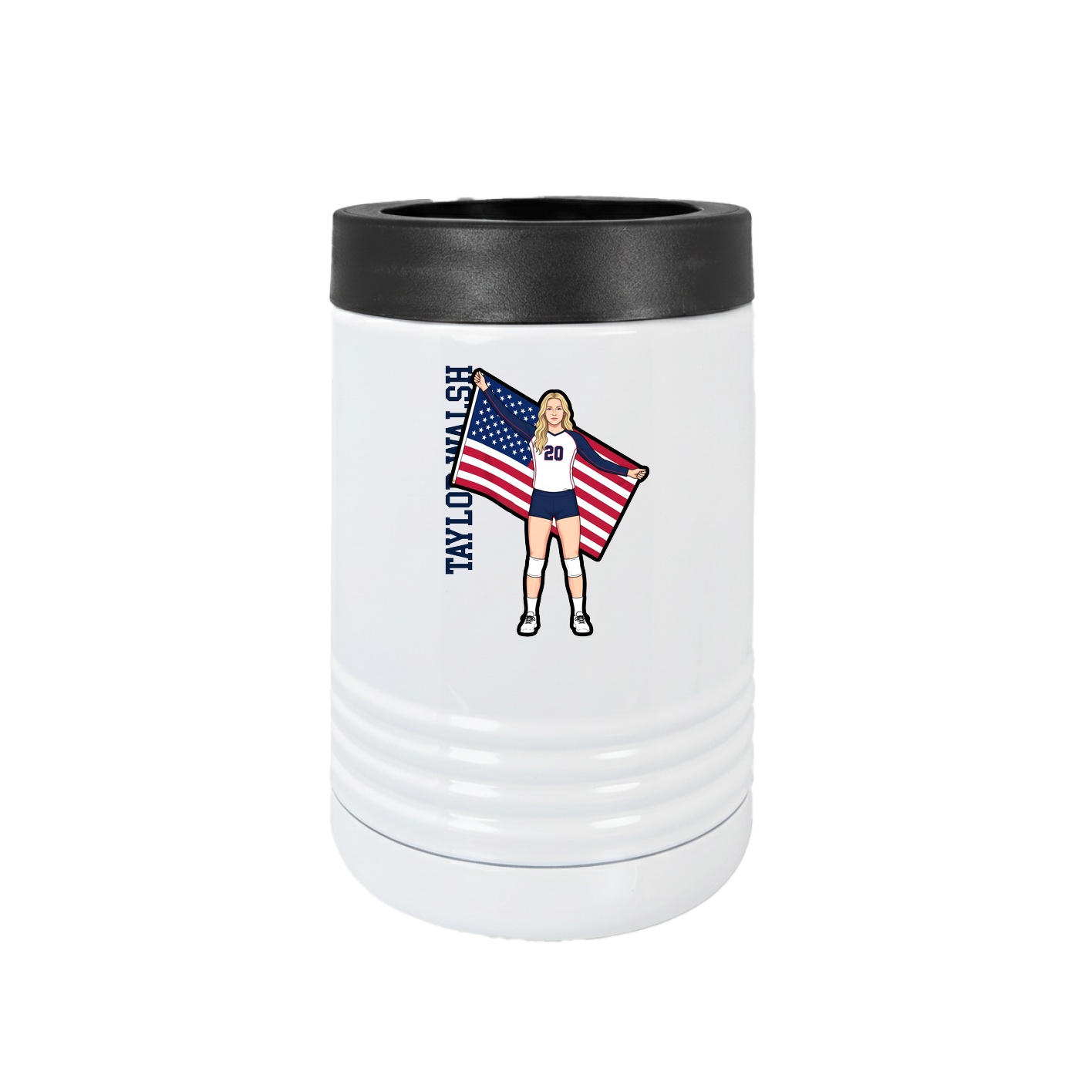Beverage Holder — Name Vertical in White