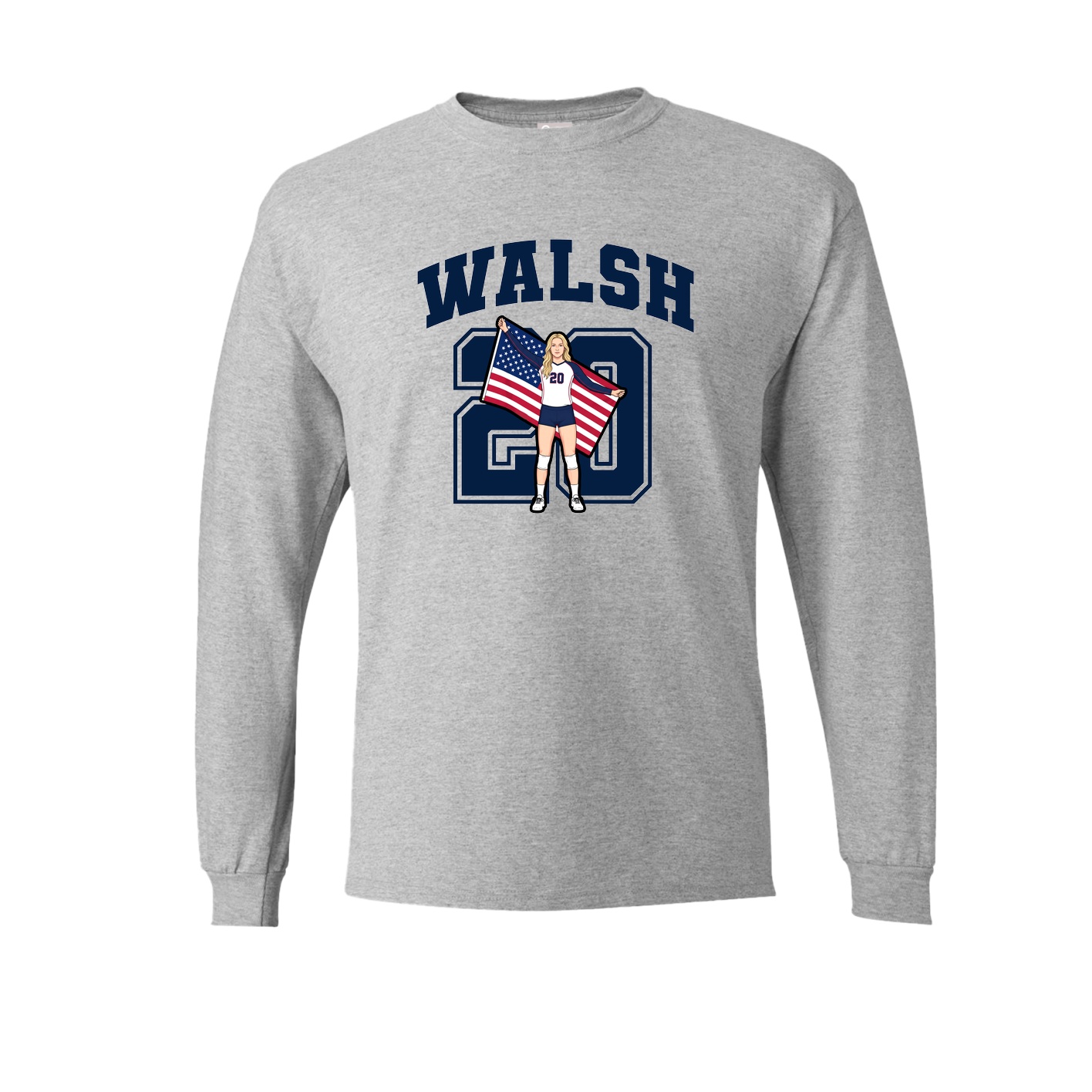 Long Sleeve Tee — Number in Grey