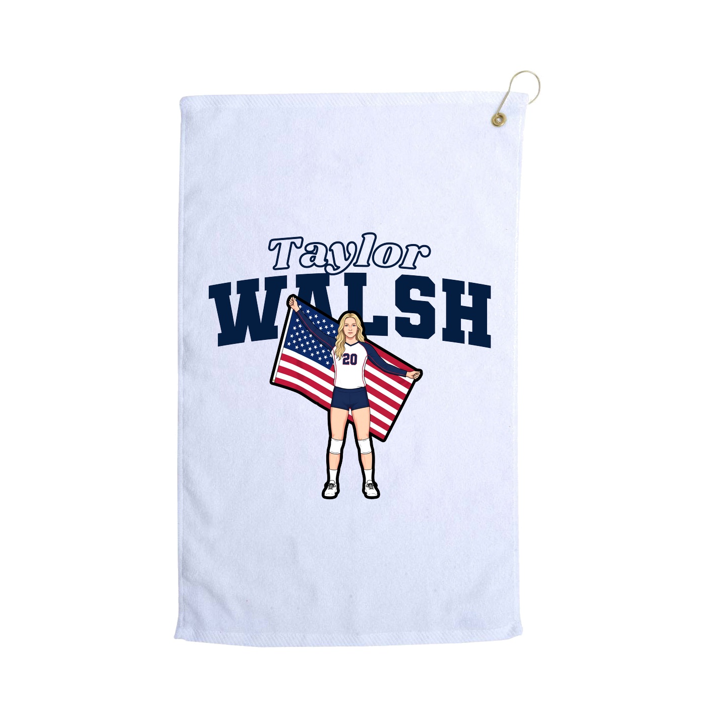 Golf Towel — Name Arch in White