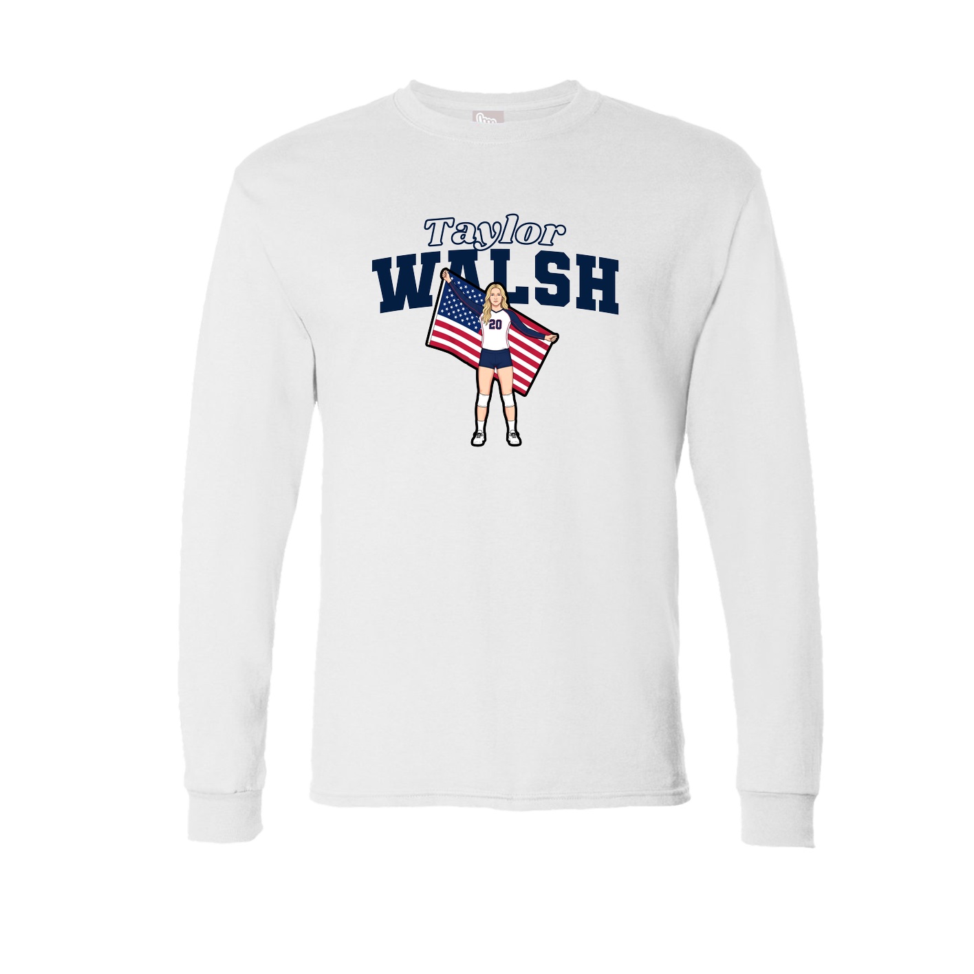 Long Sleeve Tee — Name Arch in White