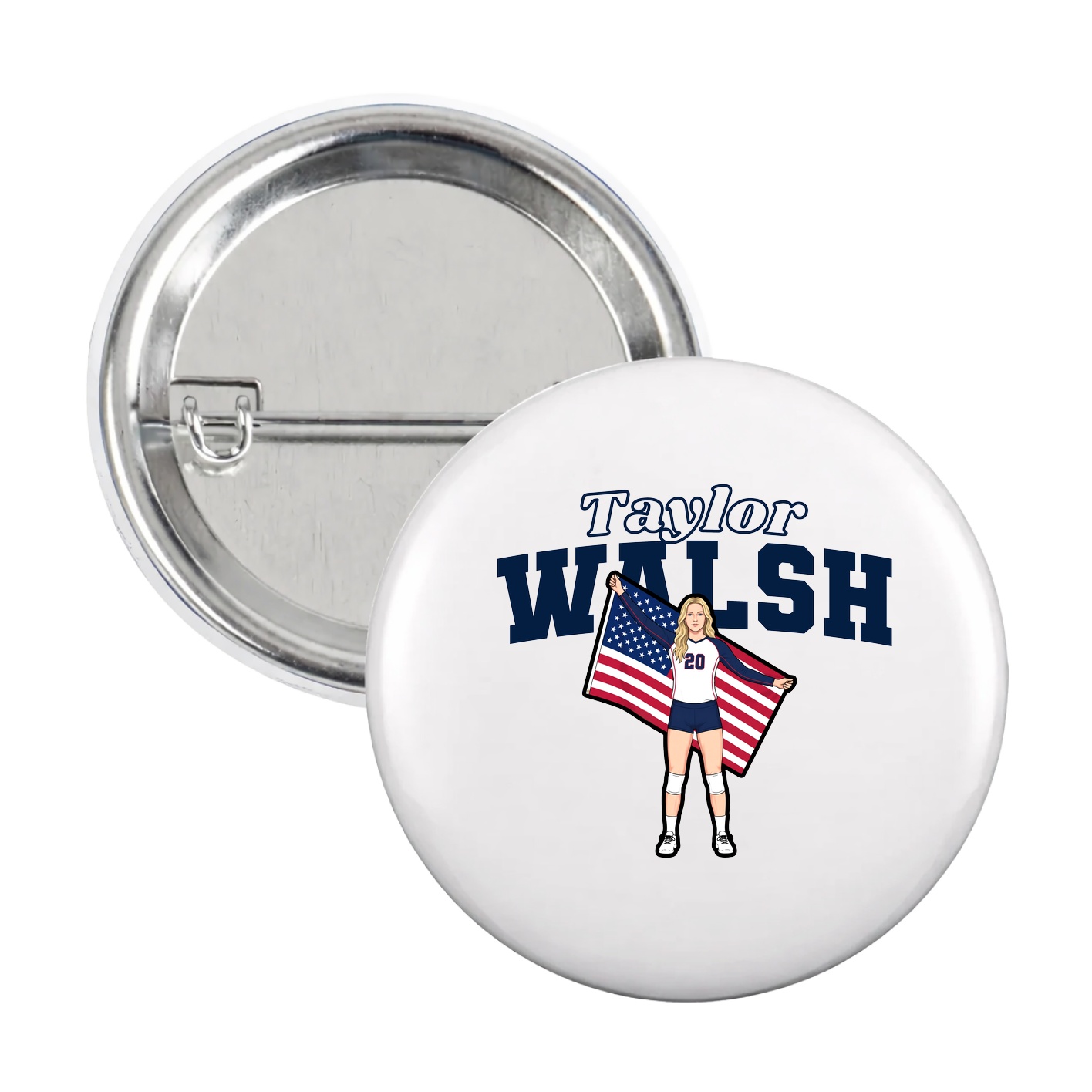 Game Day Button — Name Arch in White