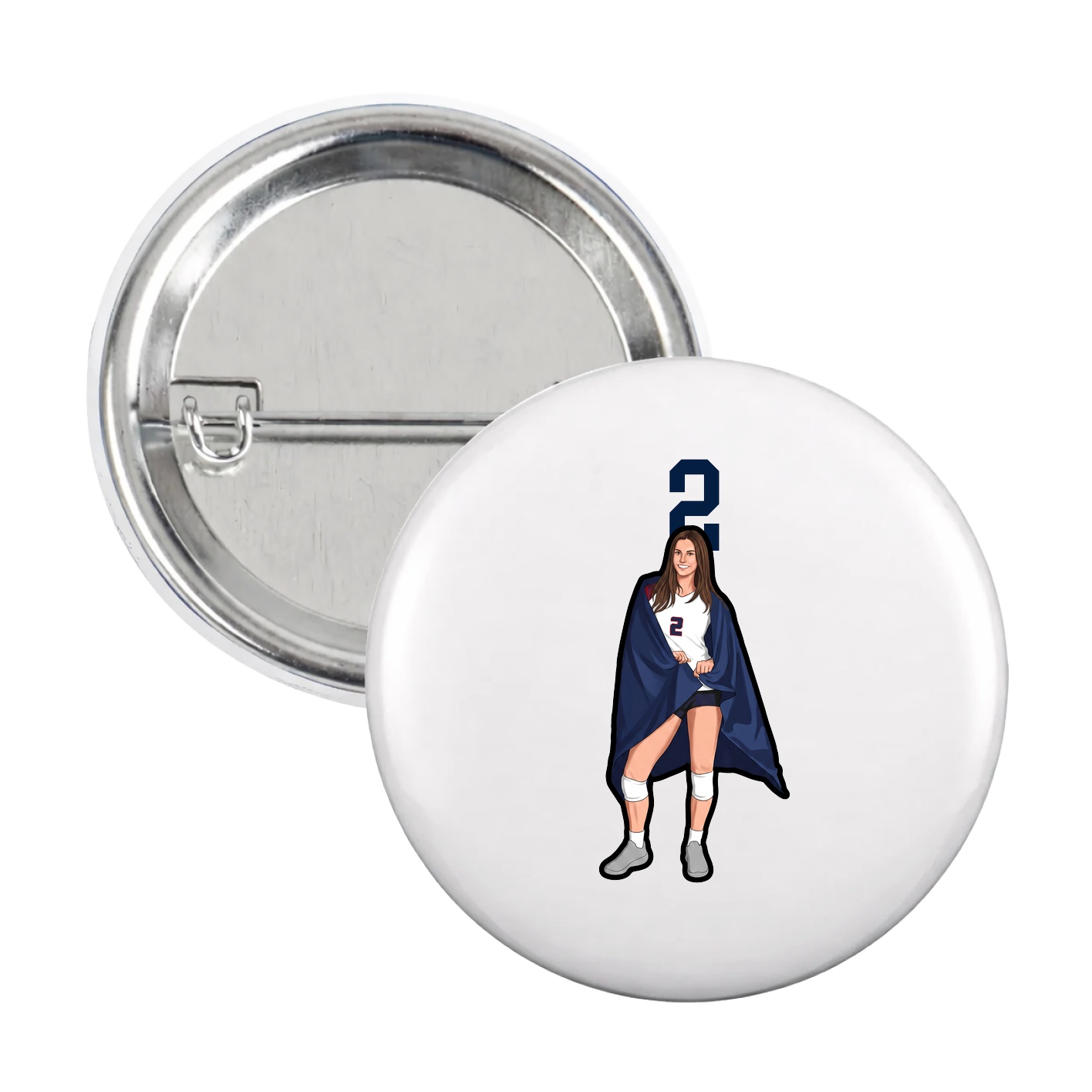 Game Day Button — Number Top in White