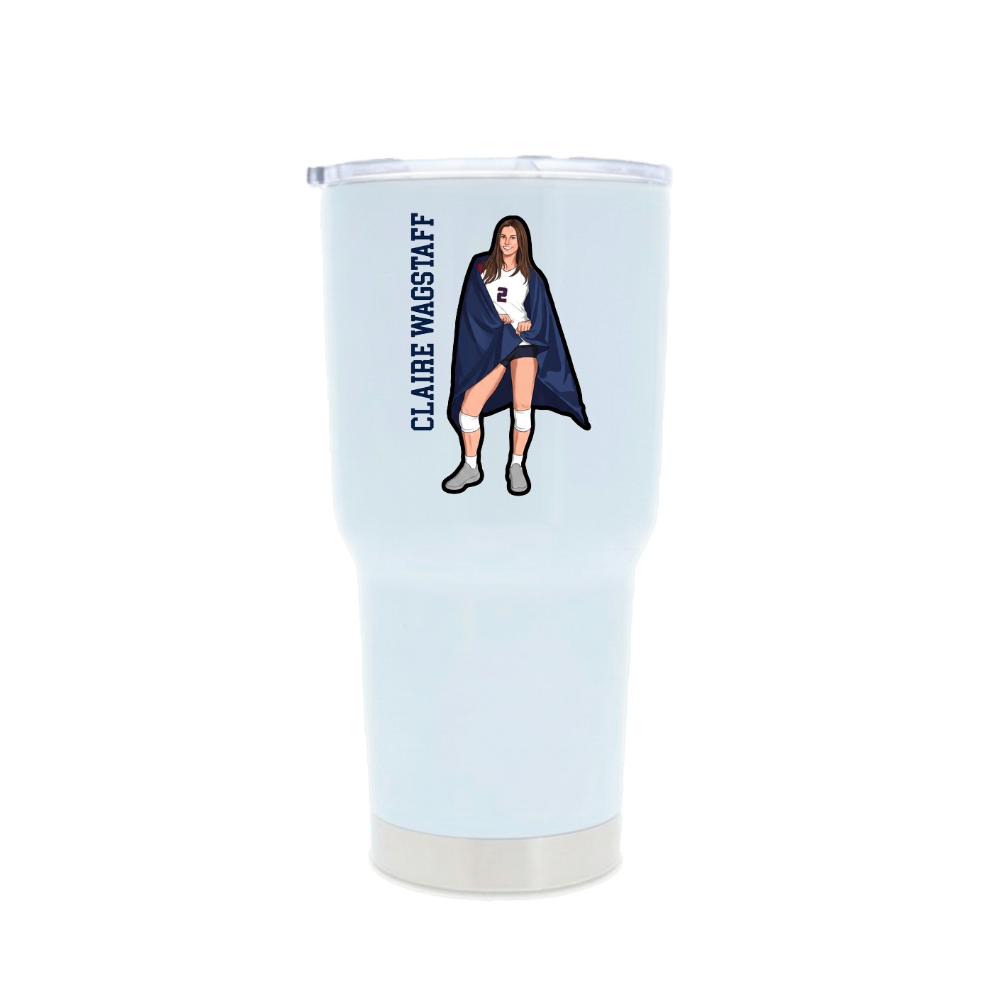 30oz Stainless Steel Tumbler — Name Vertical in White