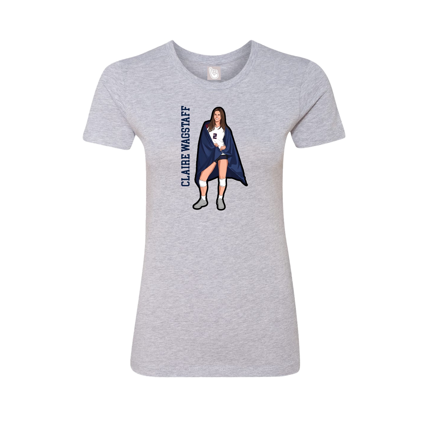 Fitted Women's Tee — Name Vertical in Grey