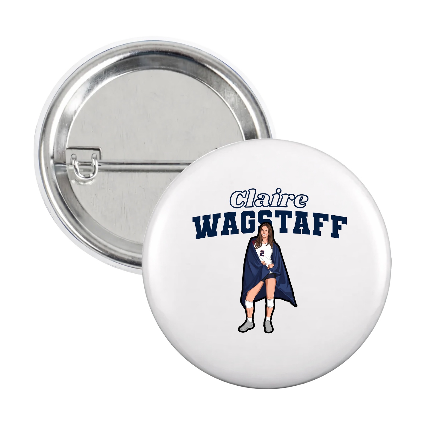Game Day Button — Name Arch in White
