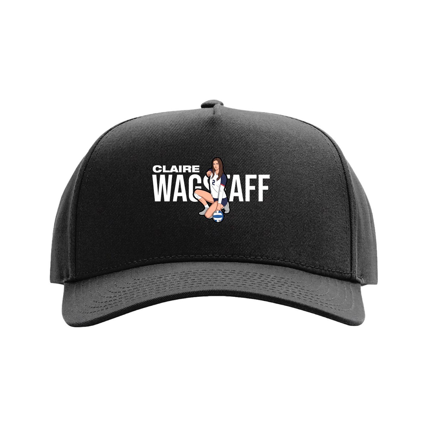 Full Fabric Five-Panel Champ Cap — Player Name in Black