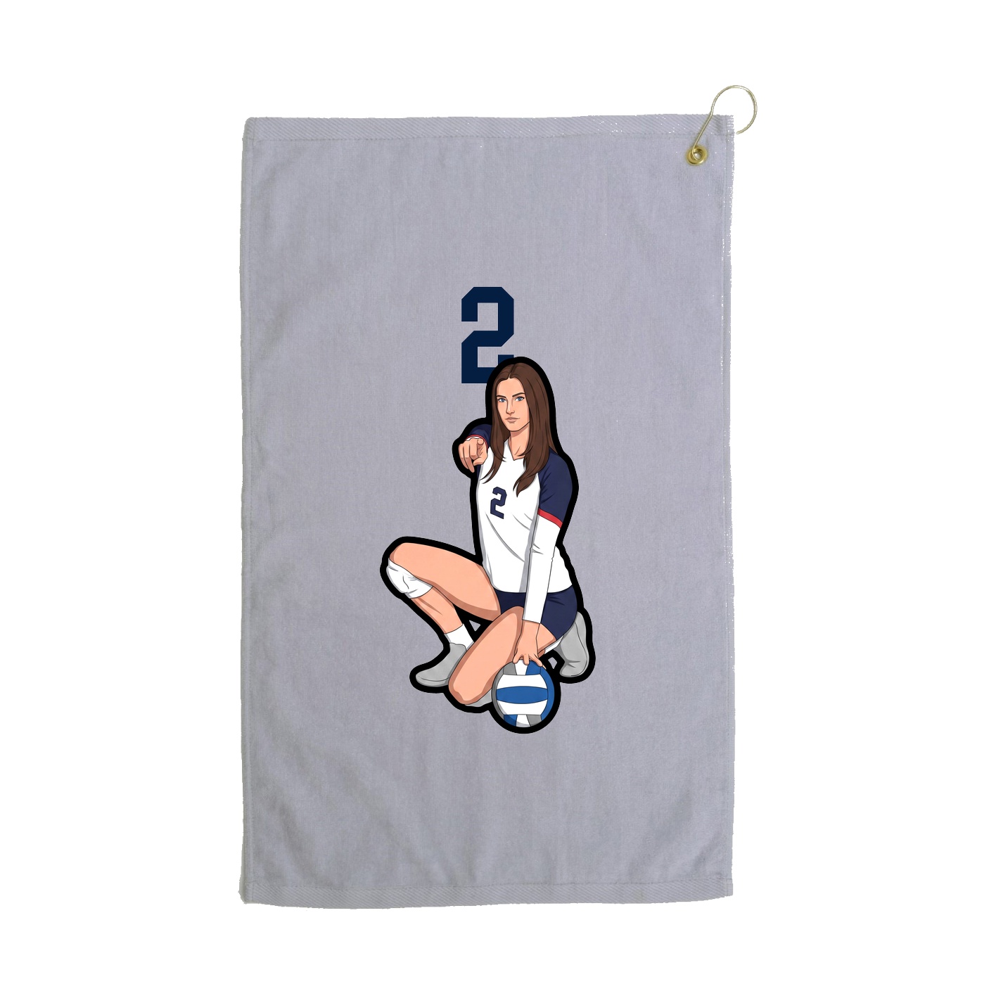 Golf Towel — Number Top in Grey