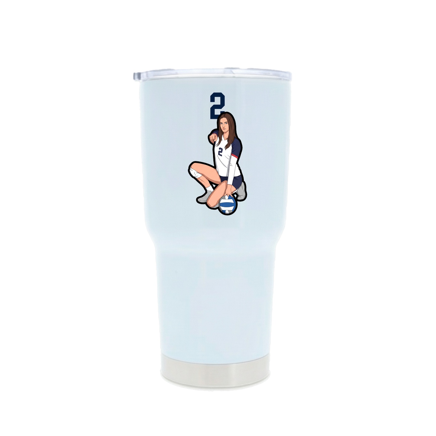 30oz Stainless Steel Tumbler — Number Top in White