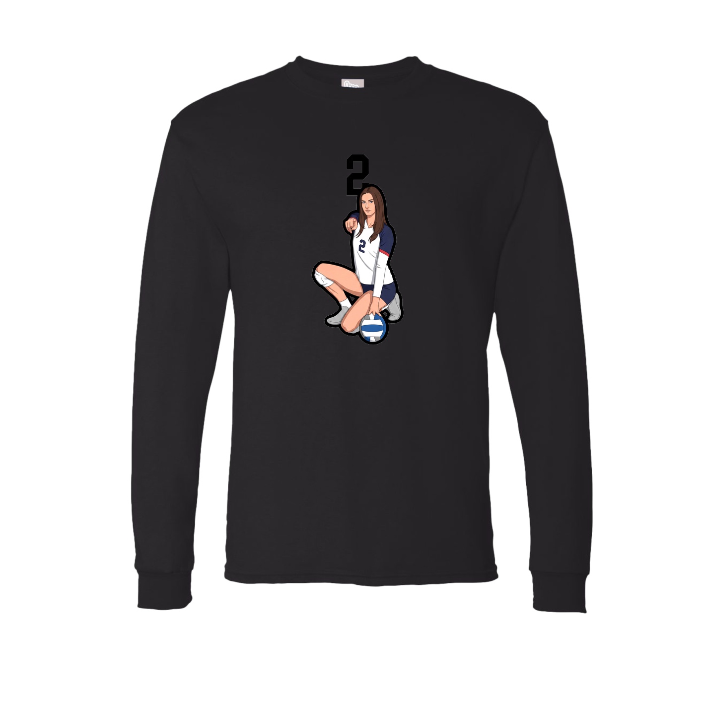 Long Sleeve Tee — Number Top in Black