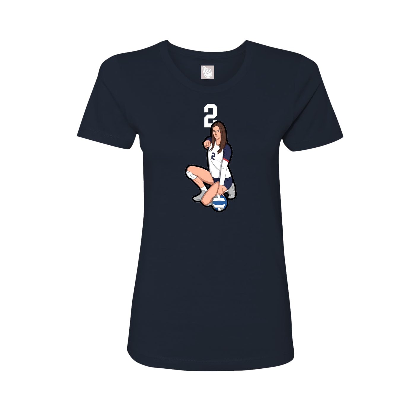 Fitted Women's Tee — Number Top in Navy