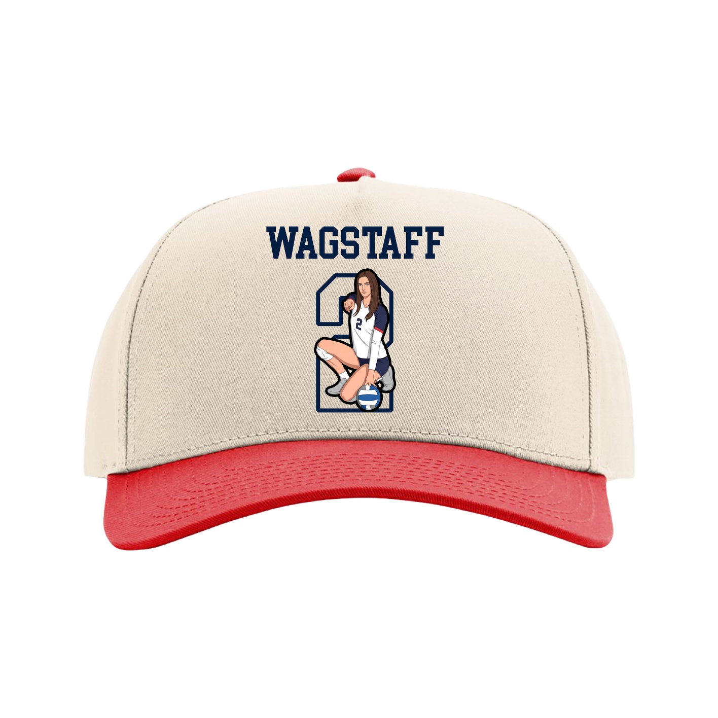 Full Fabric Five-Panel Champ Cap — Shirsey in Cream/Red