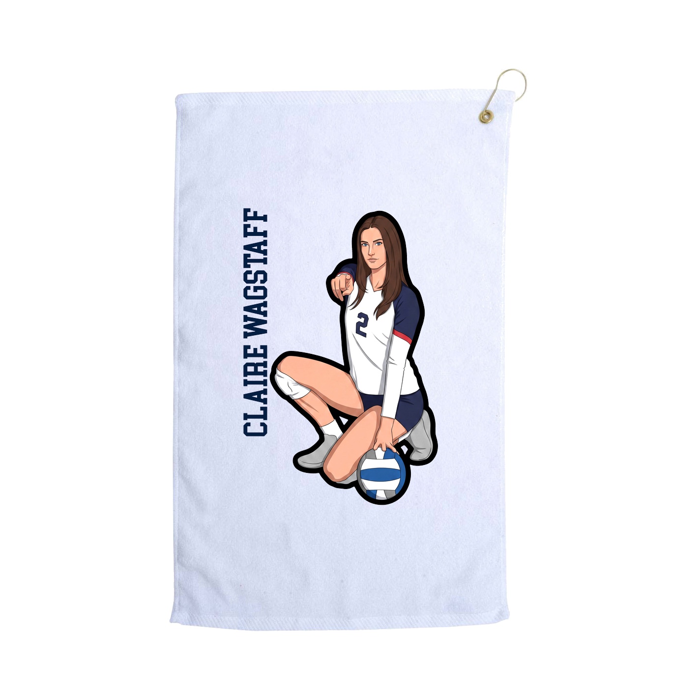 Golf Towel — Name Vertical in White