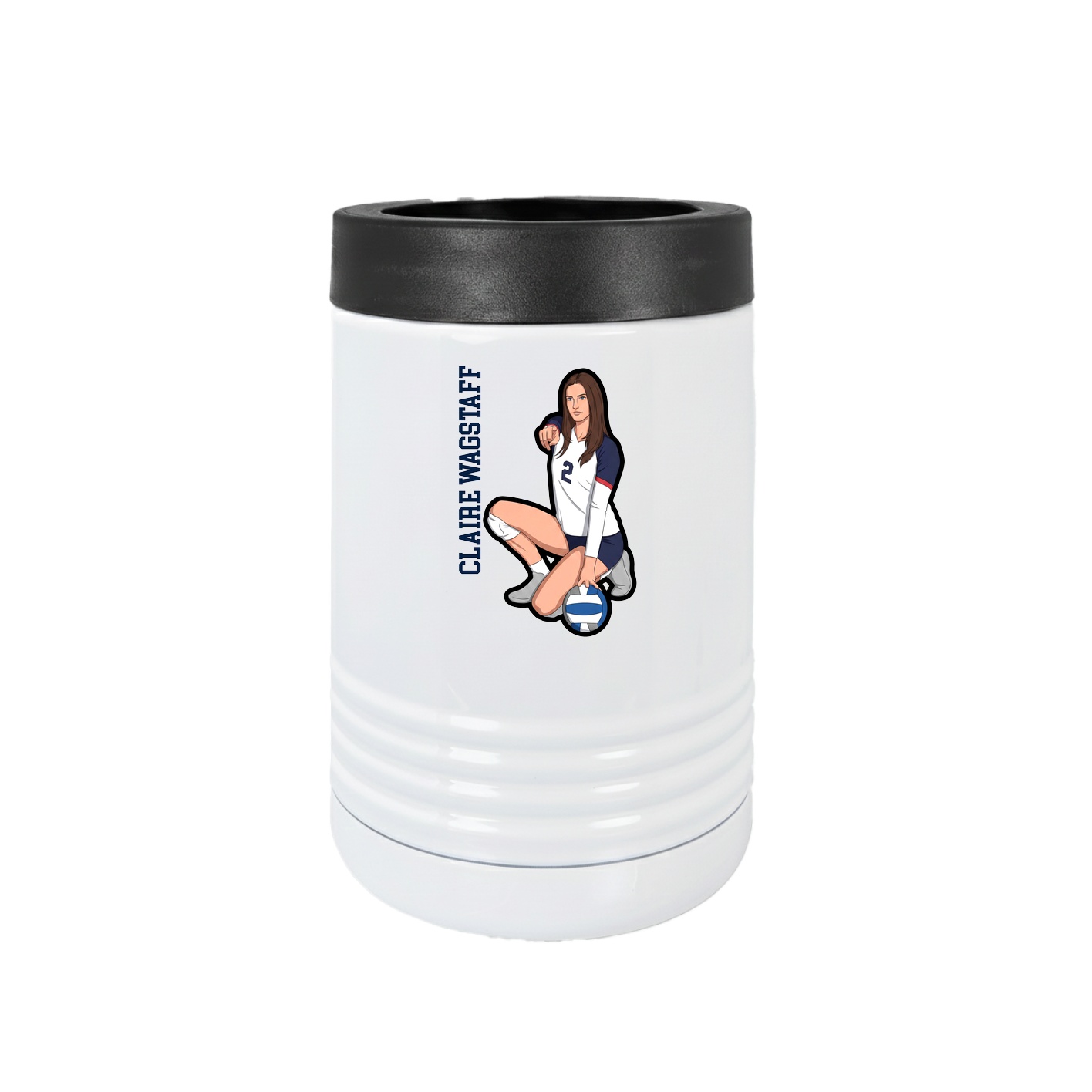 Beverage Holder — Name Vertical in White