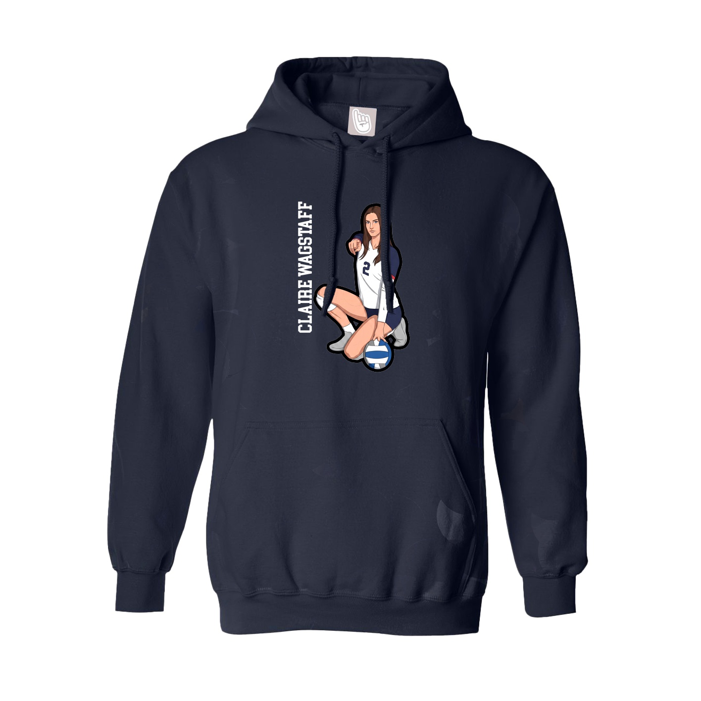 Hoodie — Name Vertical in Navy