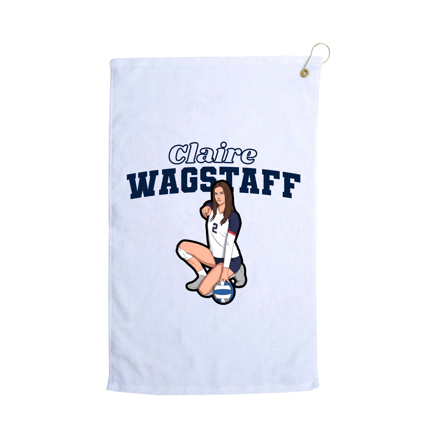 Golf Towel — Name Arch in White