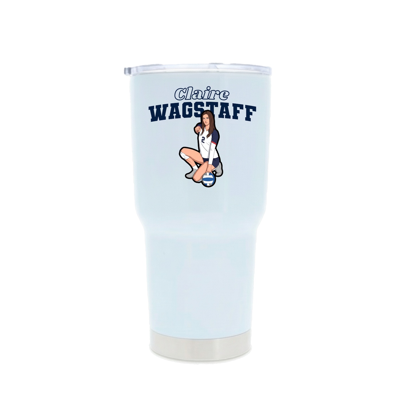 30oz Stainless Steel Tumbler — Name Arch in White