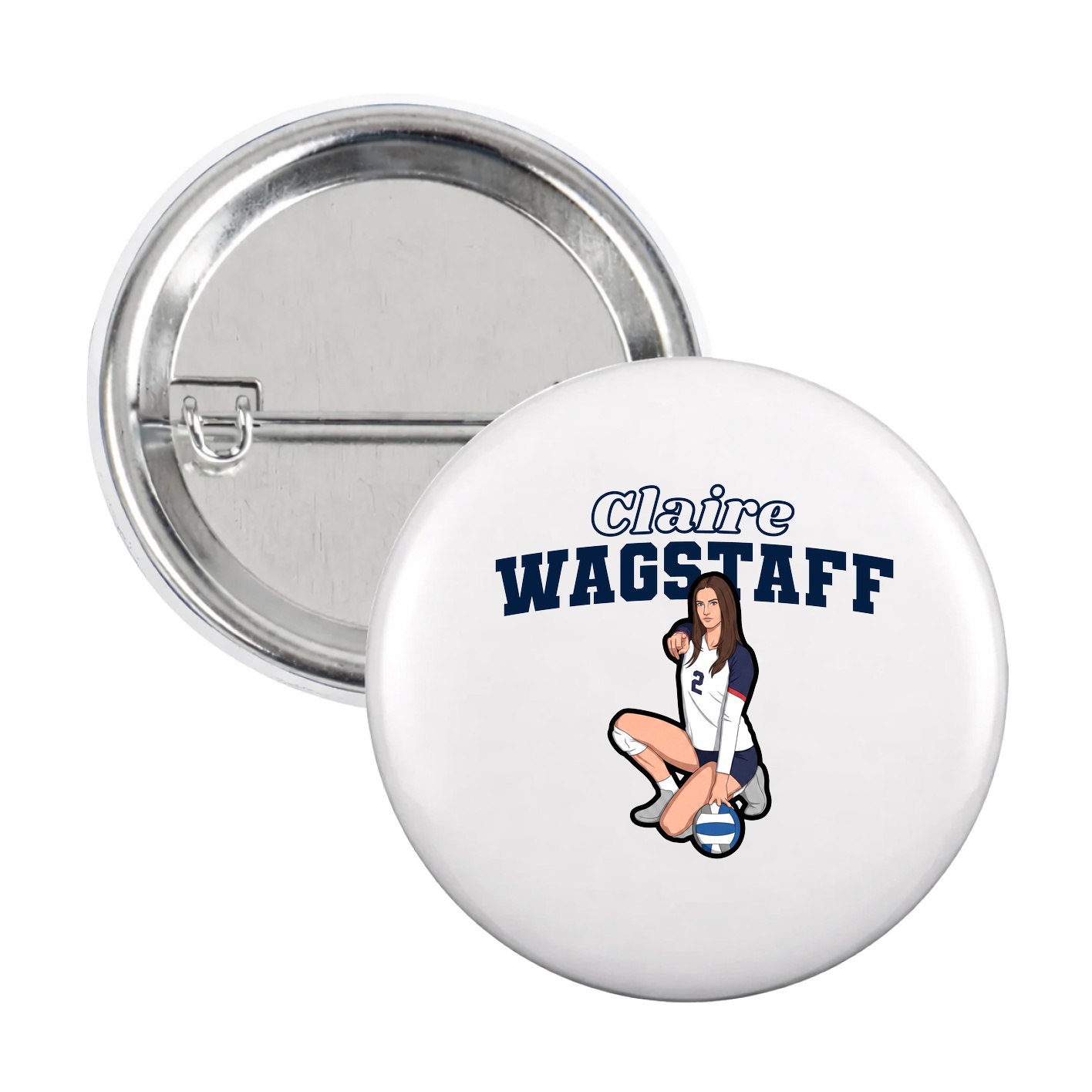 Game Day Button — Name Arch in White